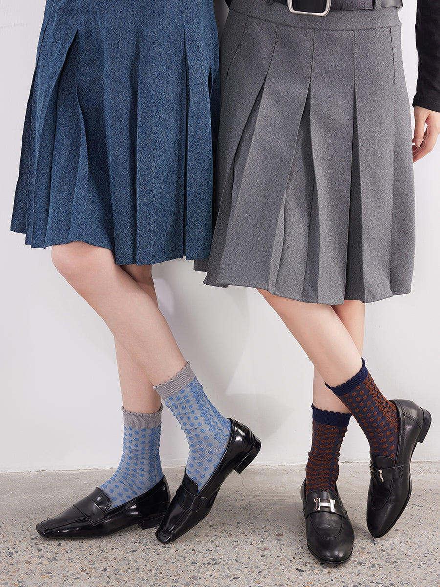 Polka Dot Ruffle Crew Socks