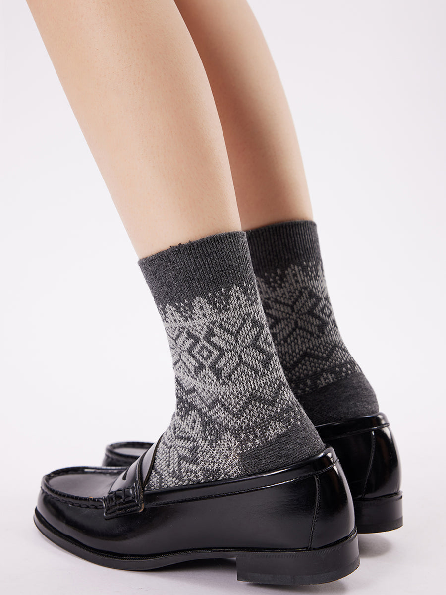 Nordic Pattern Crew Socks