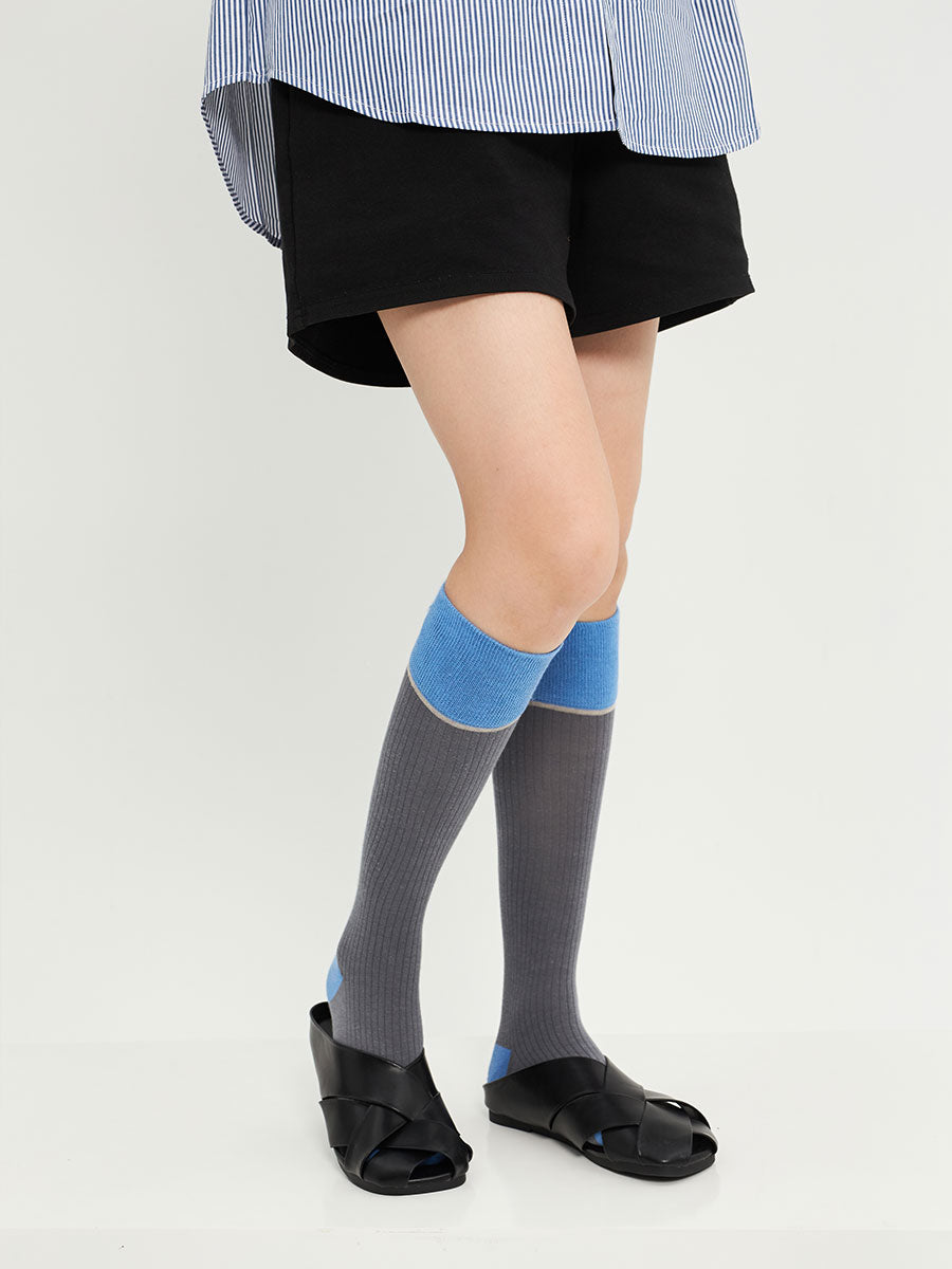 Colorblock Ribbed Knee High Socks