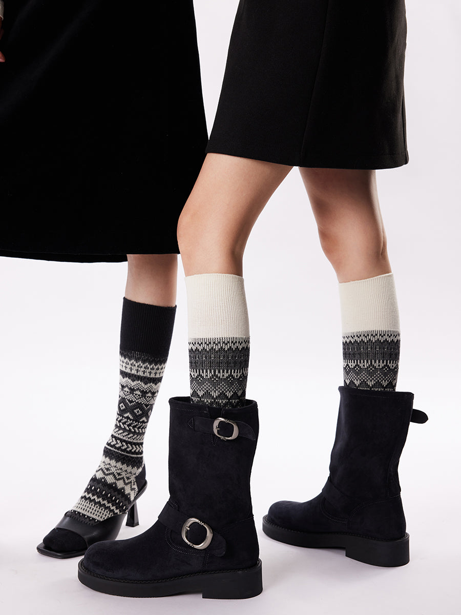 Nordic Pattern Knee High Socks