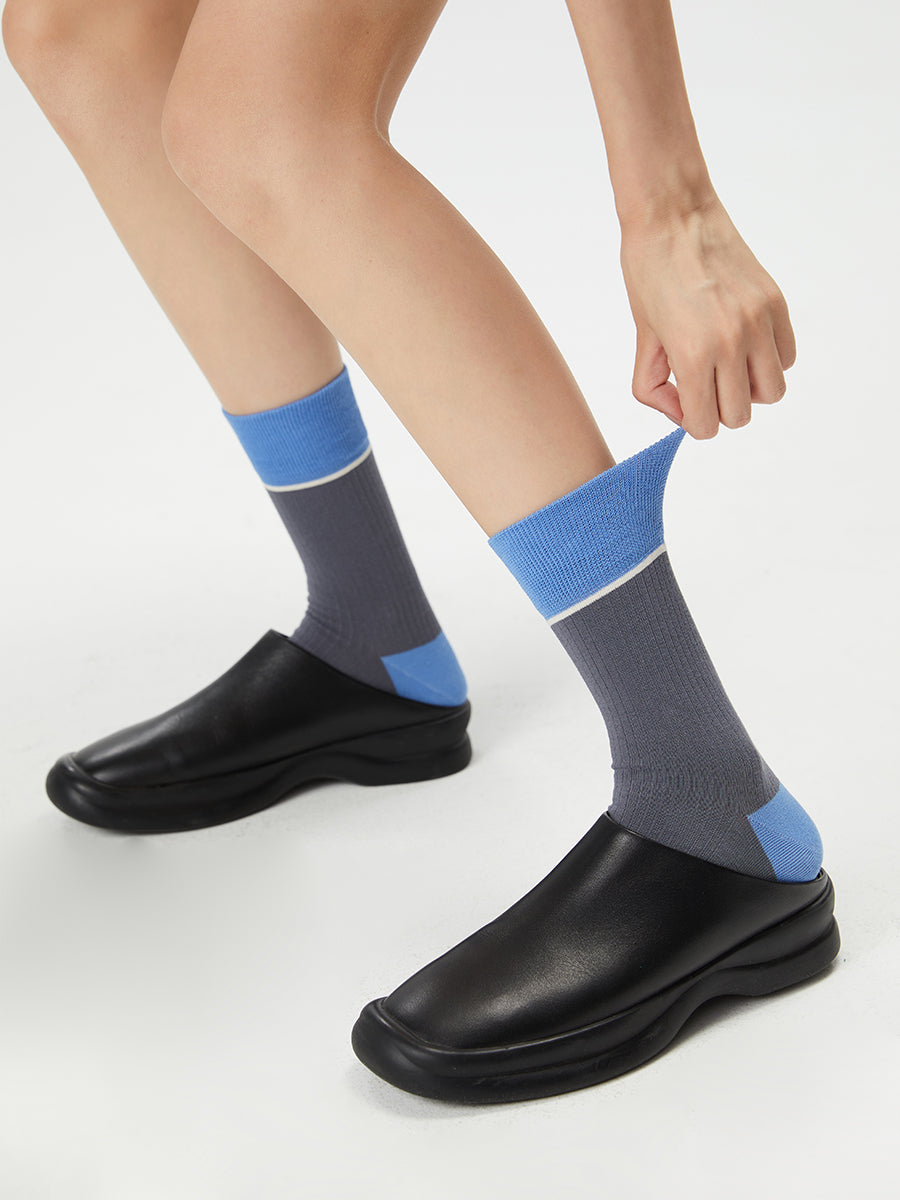 Colorblock Ribbed Crew Socks