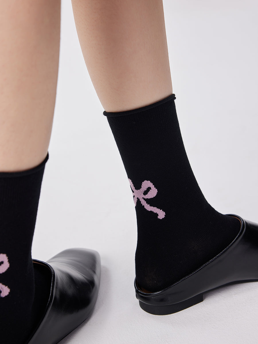 Bow Print Crew Socks