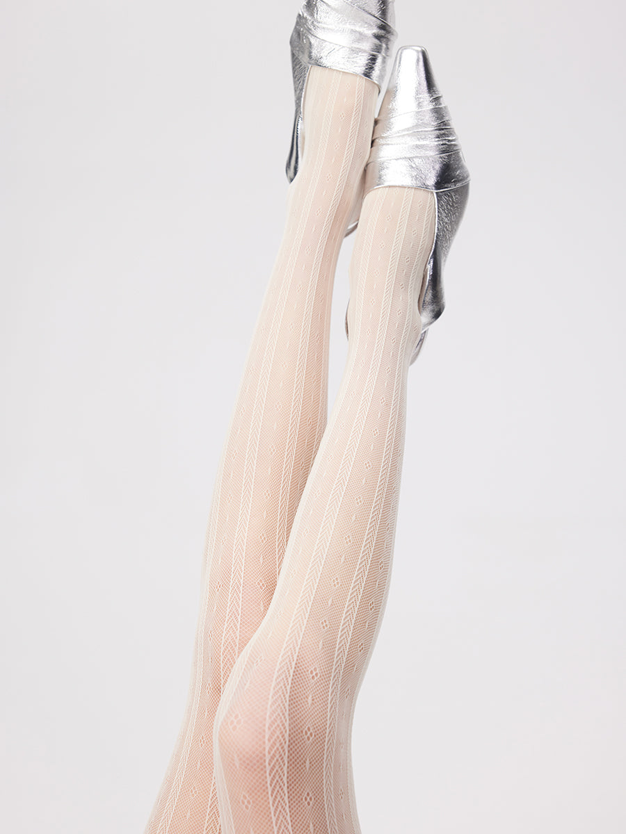 Pointelle Stripe Sheer Tights