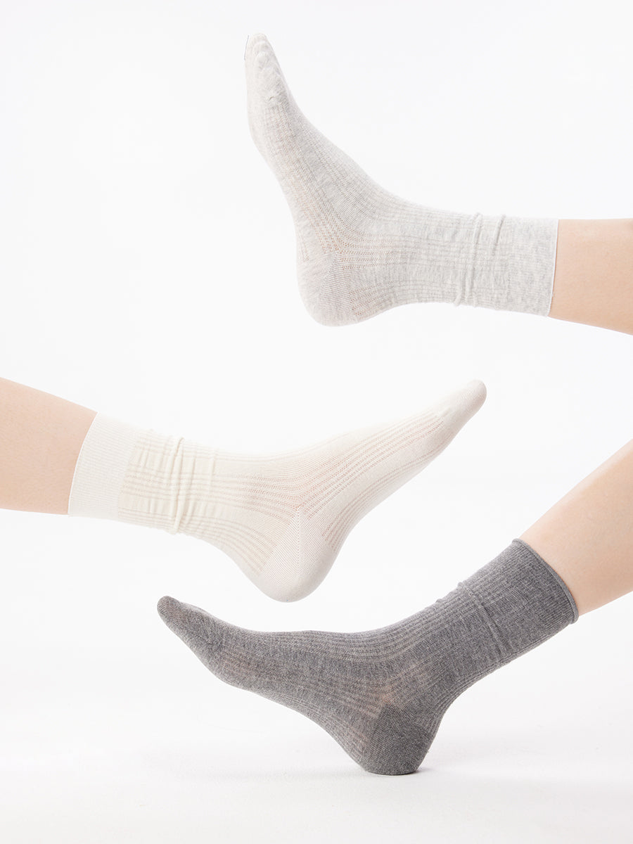 Semi-Sheer Ribbed Crew Socks