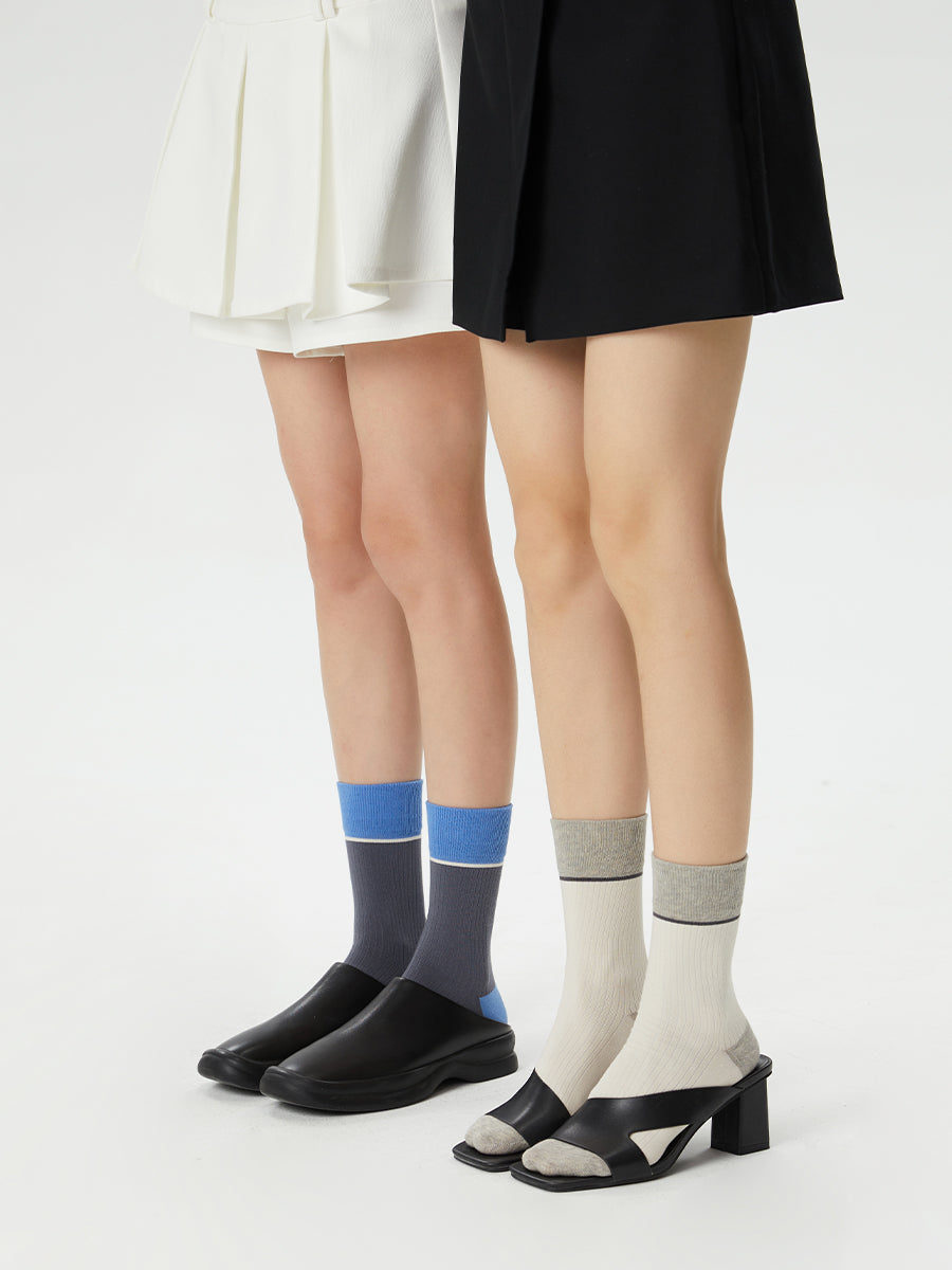 Colorblock Ribbed Crew Socks
