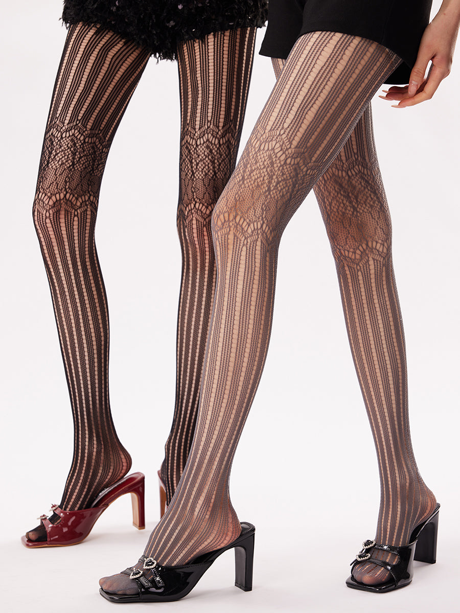 Lace Stripe Tights