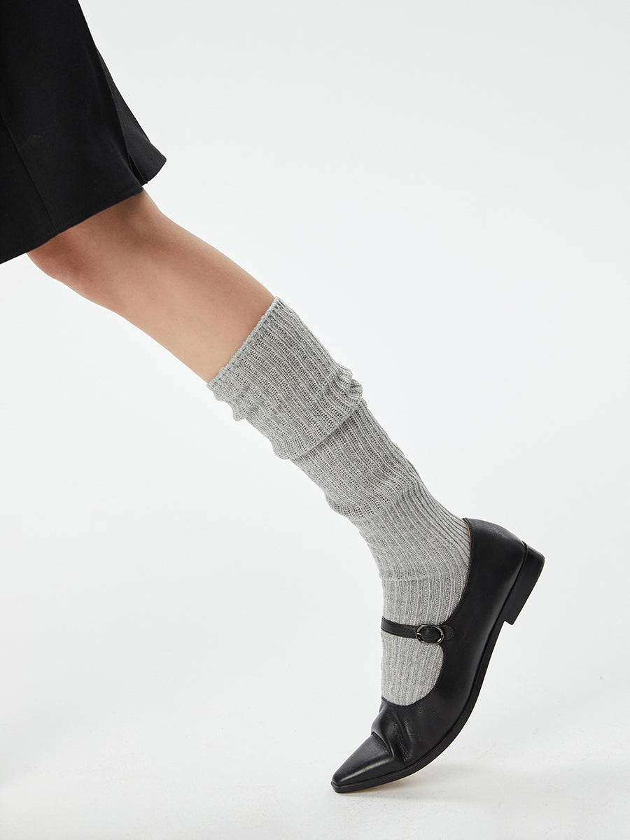 Slouch Ribbed Knit Knee High Socks