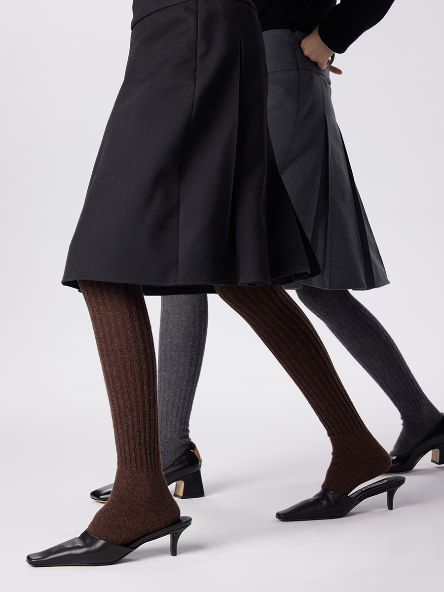 Ribbed Knit Thigh High Socks