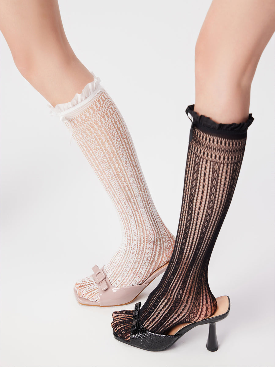 Bow Pointelle Knee High Socks