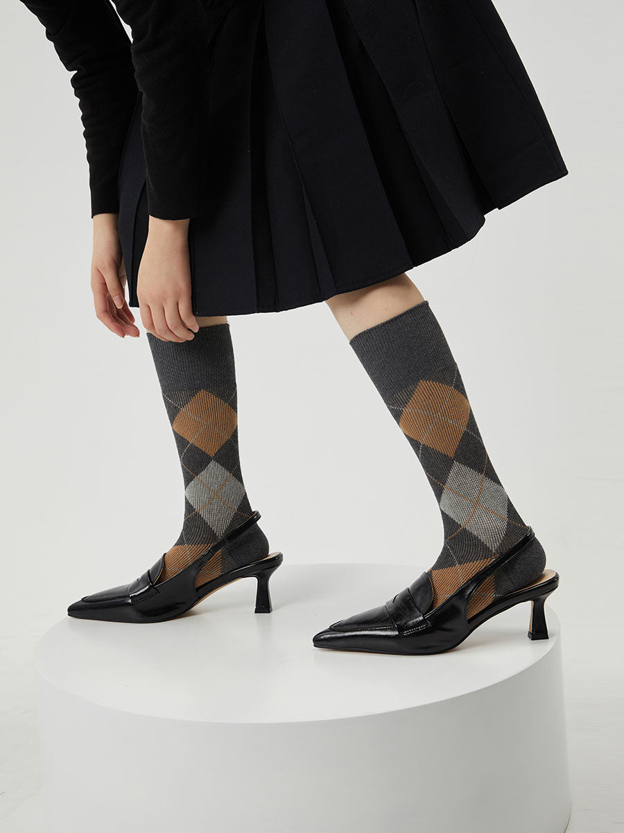 Argyle Pattern Crew Socks