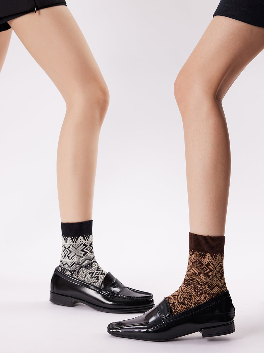Nordic Pattern Crew Socks