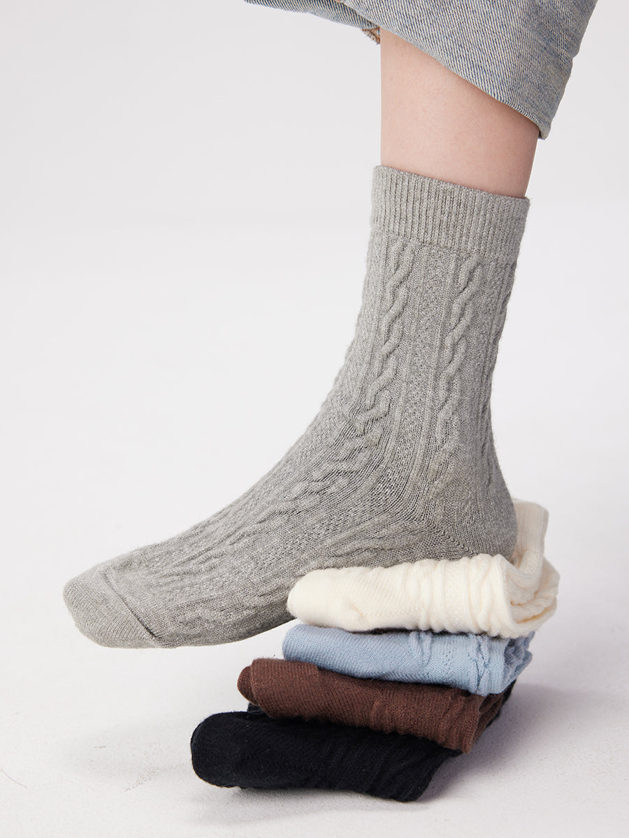 Cable Knit Crew Socks