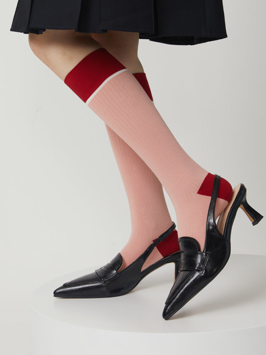 Colorblock Ribbed Knee High Socks