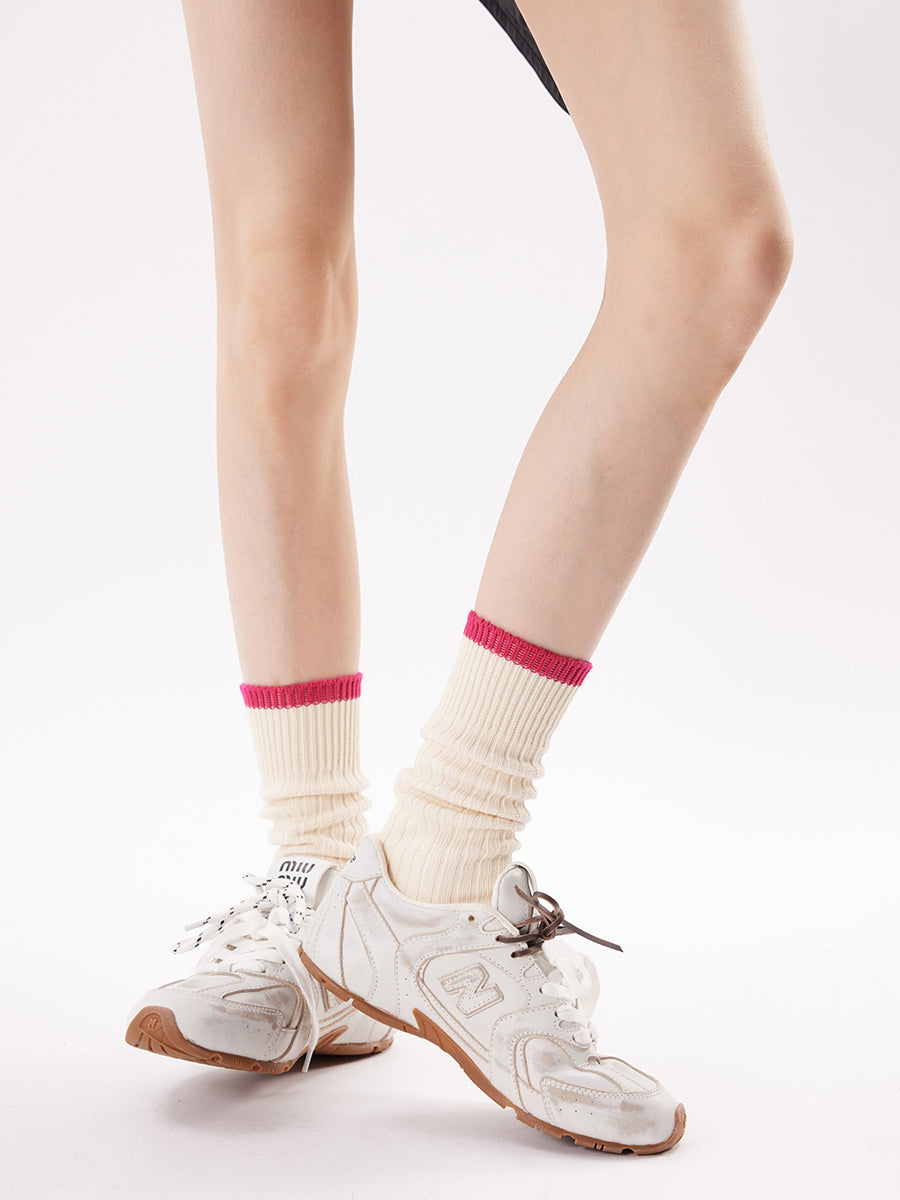 Ribbed Knit Crew Socks