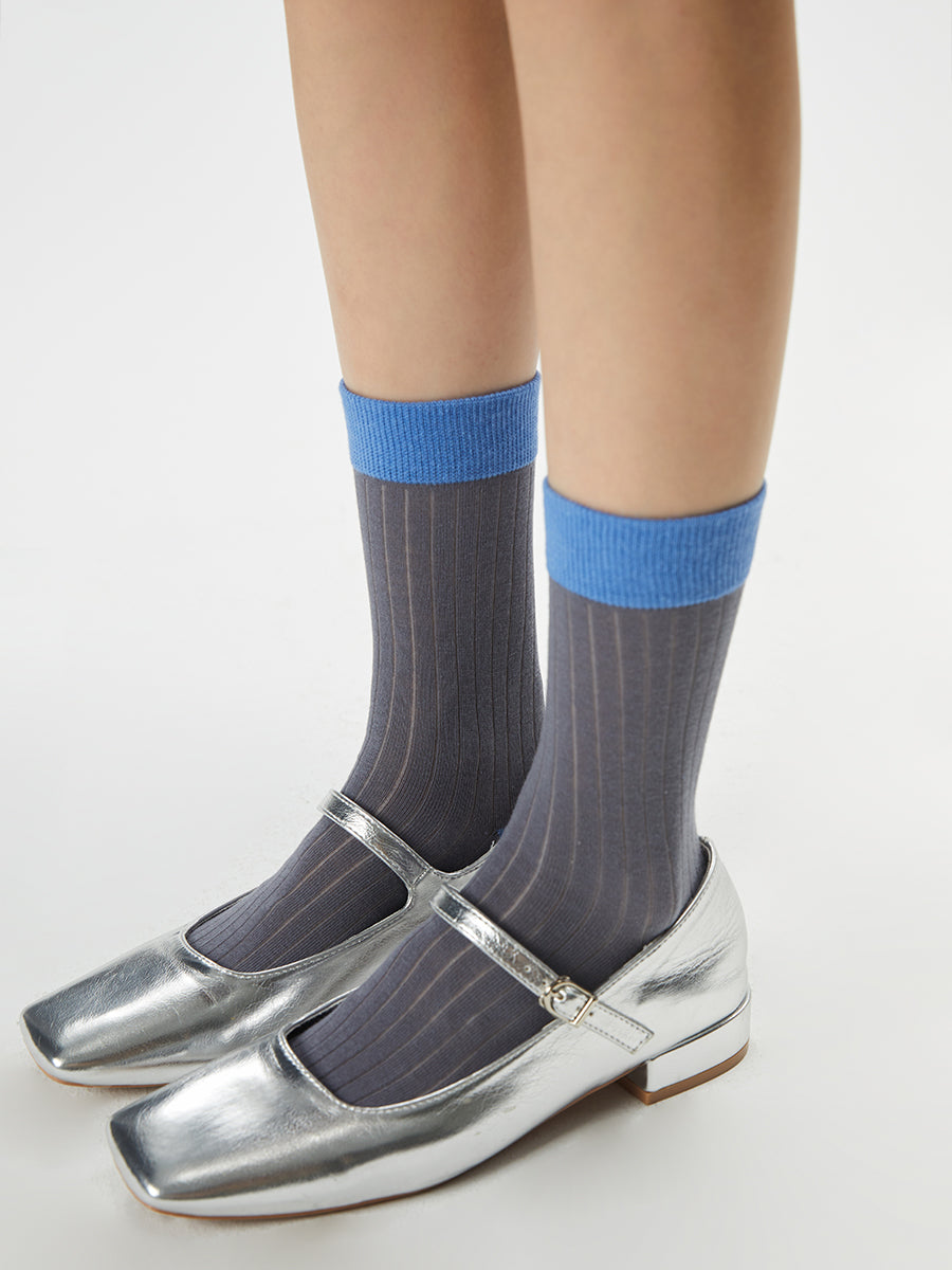 Colorblock Ribbed Crew Socks