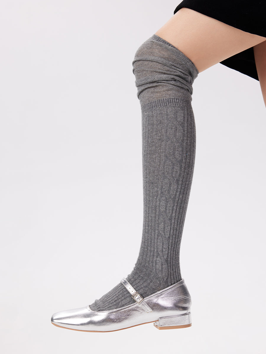 Slouch Cable Knit Thigh High Socks