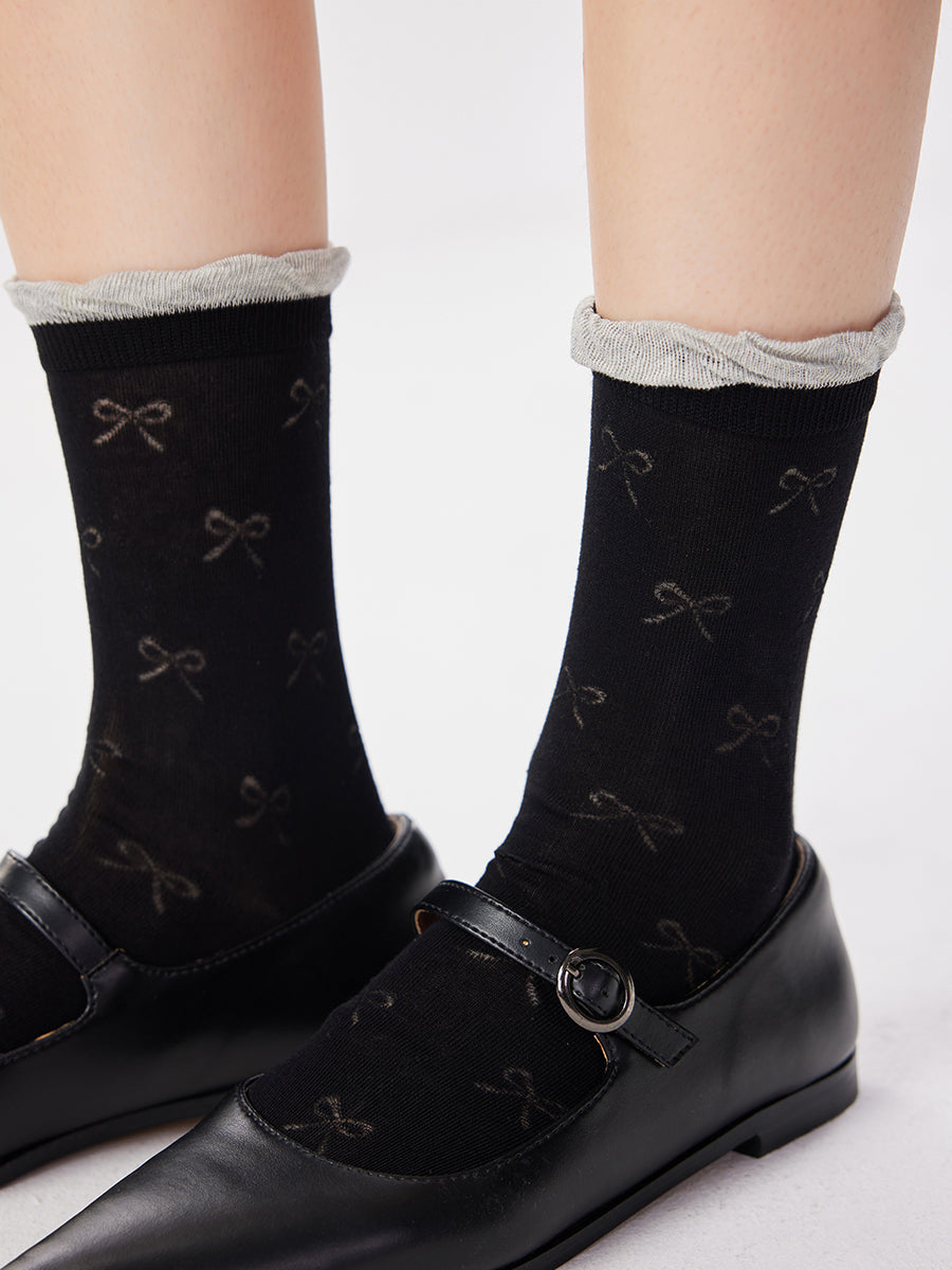 Bow Ruffle Crew Socks