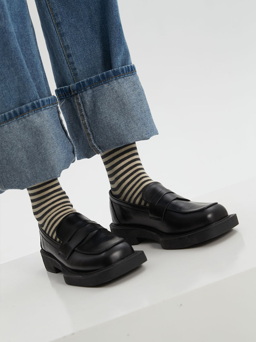 Striped Pattern Crew Socks