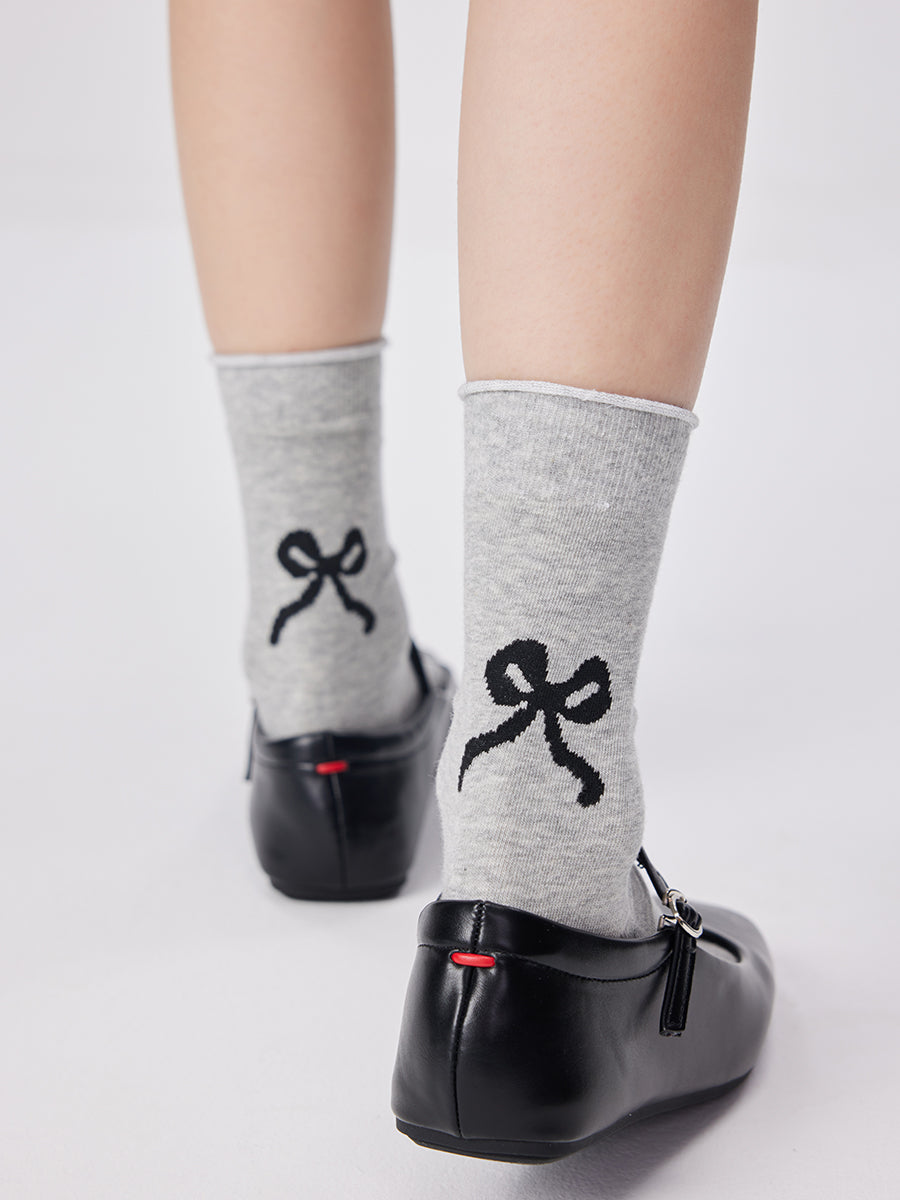 Bow Print Crew Socks