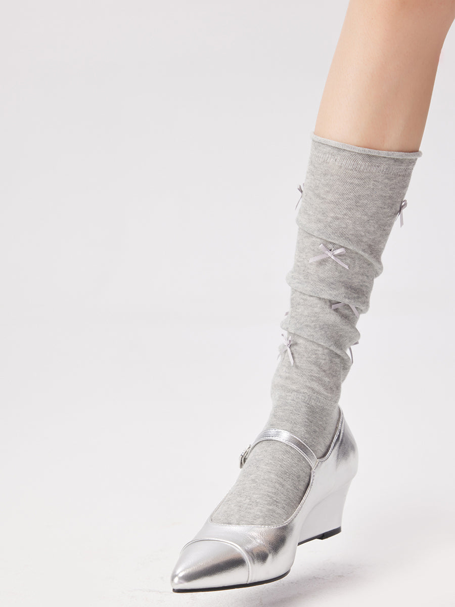 Bow Decor Knee High Socks