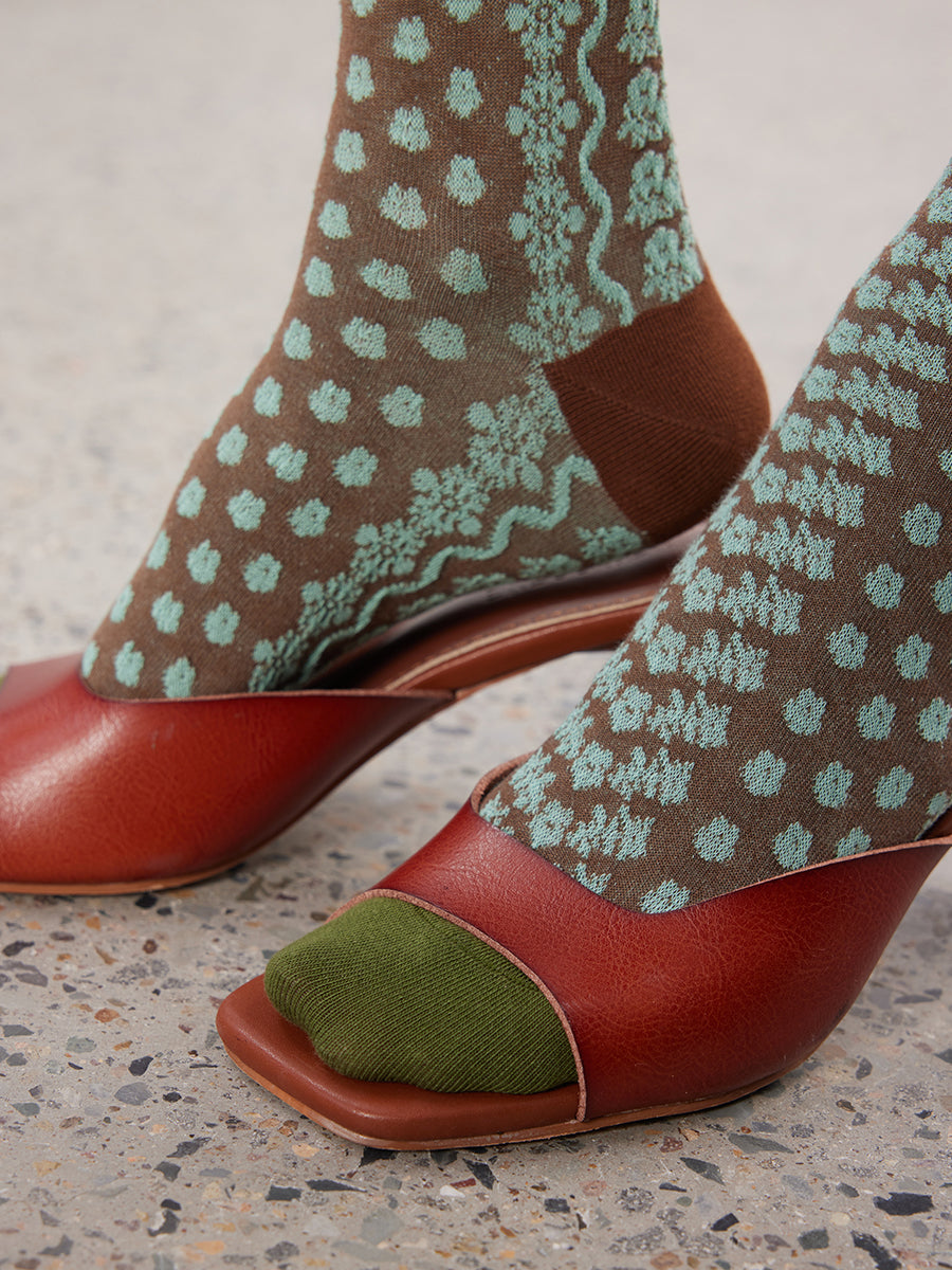 Polka Dot Ruffle Crew Socks