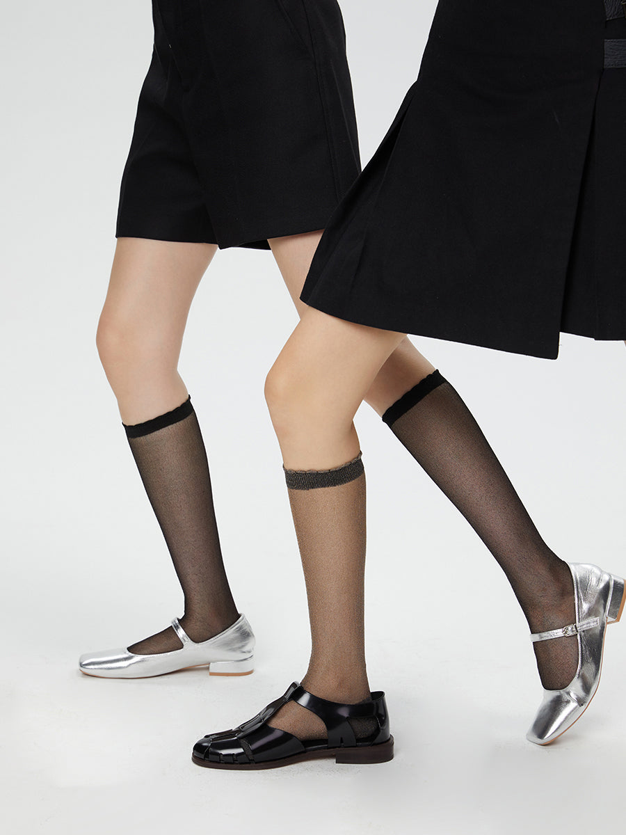 Sheer Glitter Knee High Socks