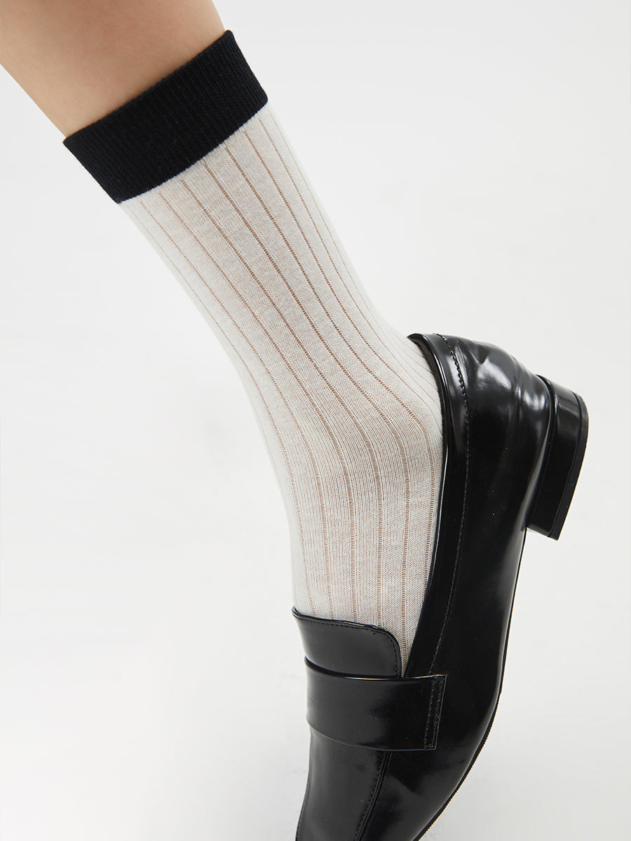 Colorblock Ribbed Crew Socks