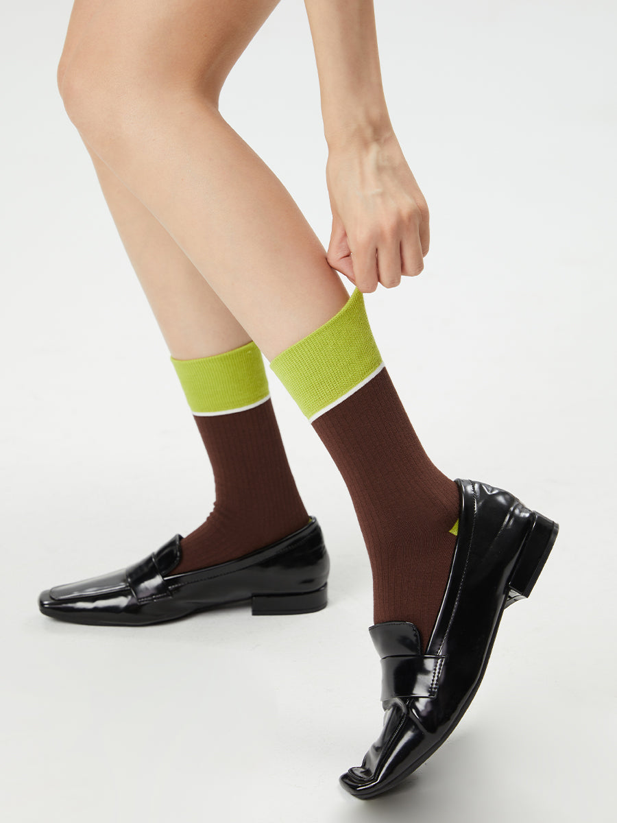 Colorblock Ribbed Crew Socks
