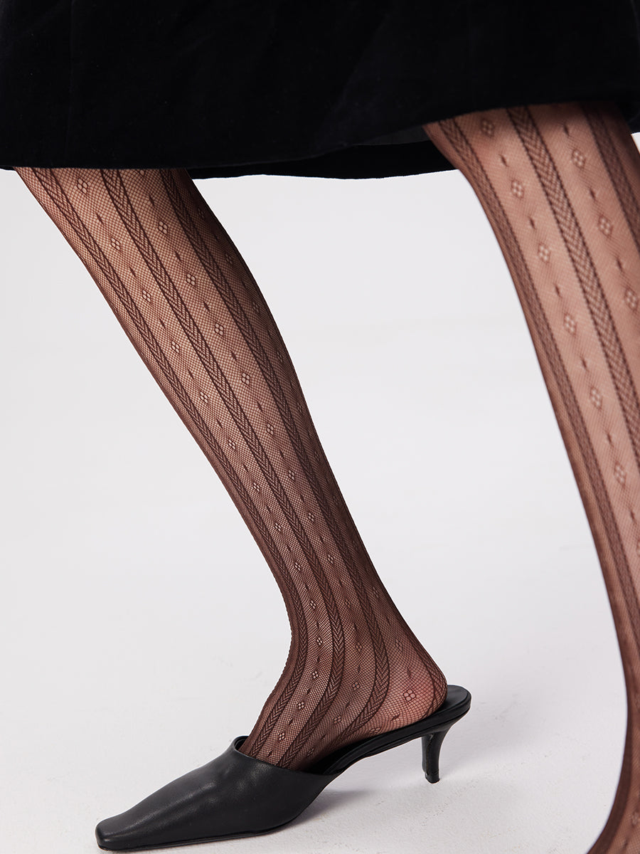 Pointelle Stripe Sheer Tights