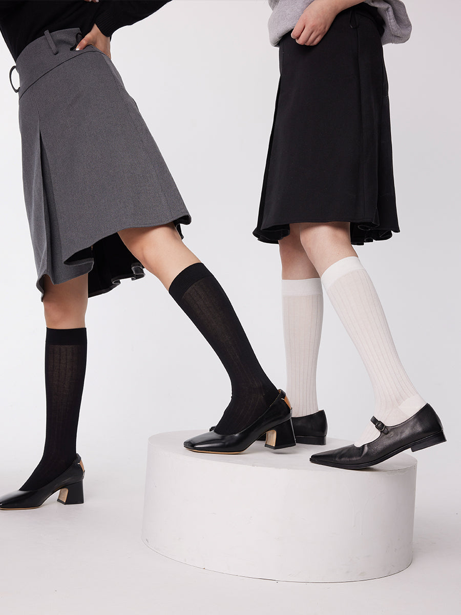 Classic Ribbed Knee High Socks