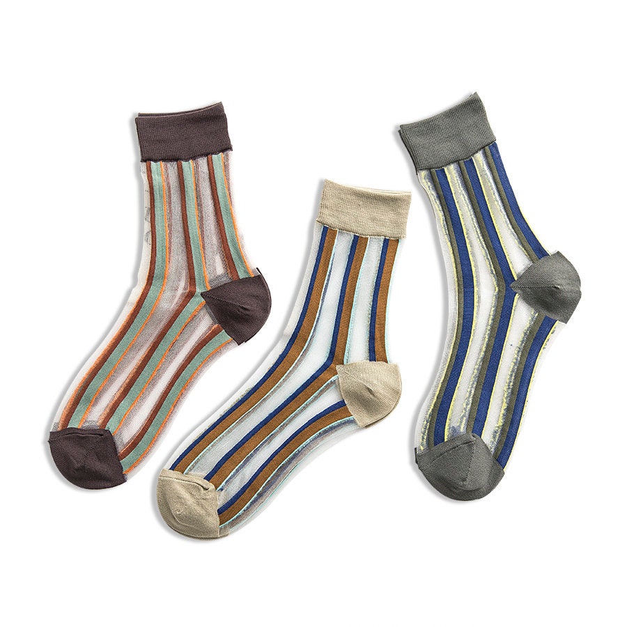 Bold Stripe Sheer Crew Socks