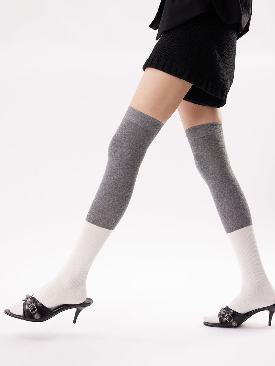 Colorblock Thigh High Socks