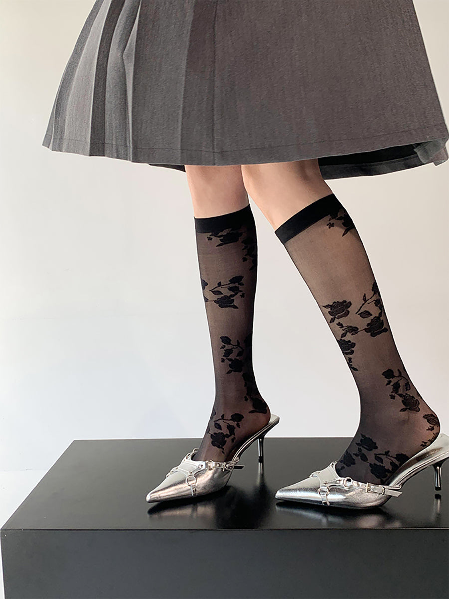 Floral Knee High Socks
