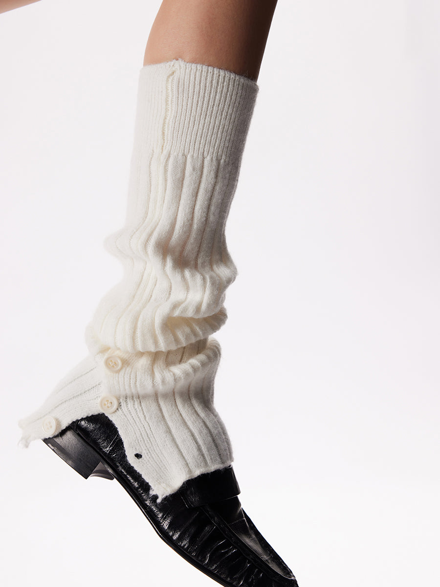 Buttoned Ribbed Leg Warmers