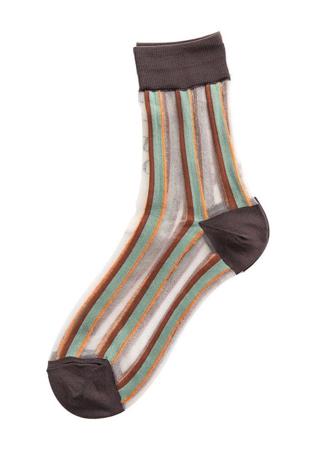 Bold Stripe Sheer Crew Socks