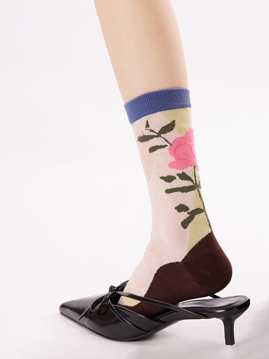 Polka Dots Sheer Crew Socks
