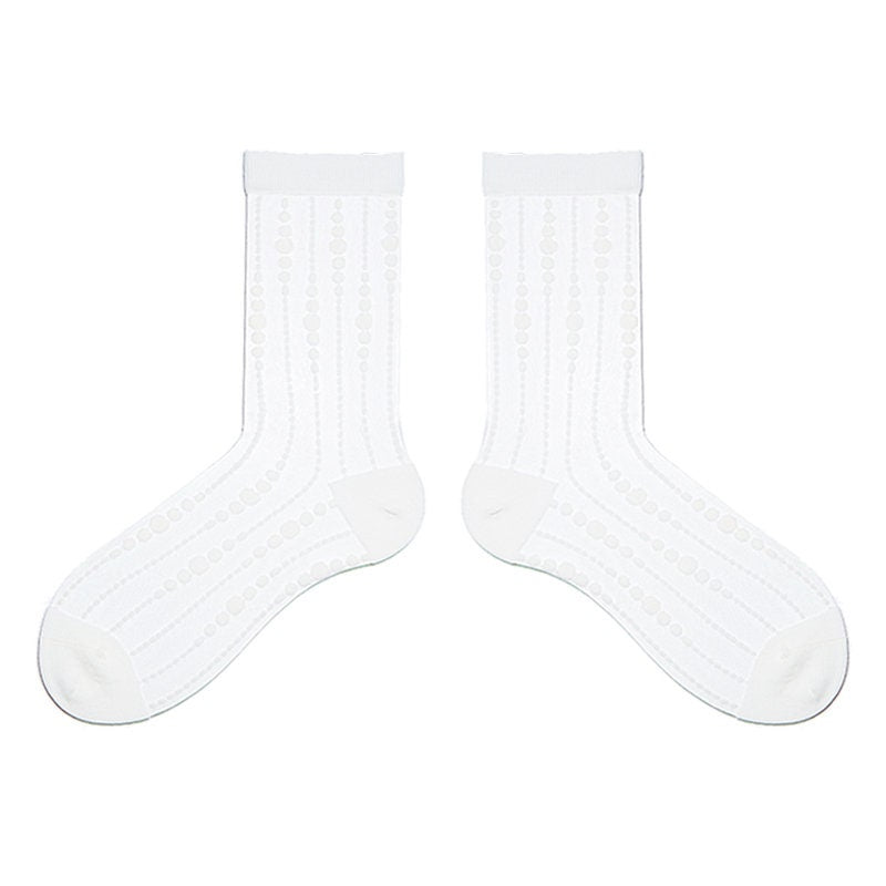 Stripe Dots Sheer Crew Socks