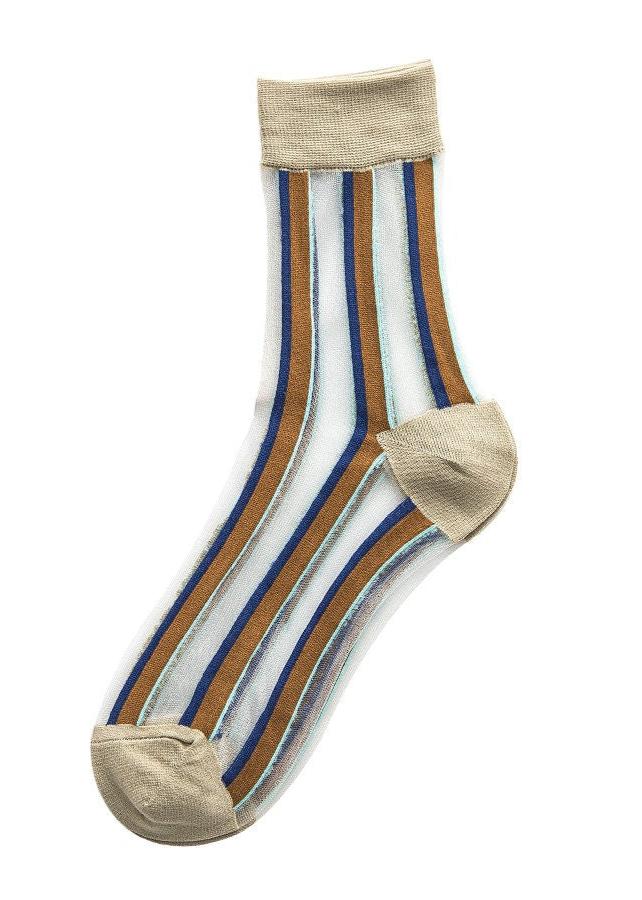 Bold Stripe Sheer Crew Socks