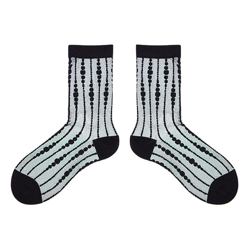 Stripe Dots Sheer Crew Socks