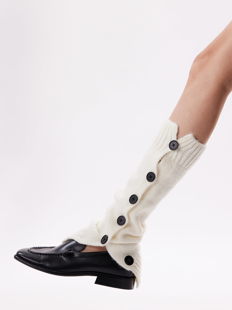 Buttoned Split-Cuff Knit Leg Warmers