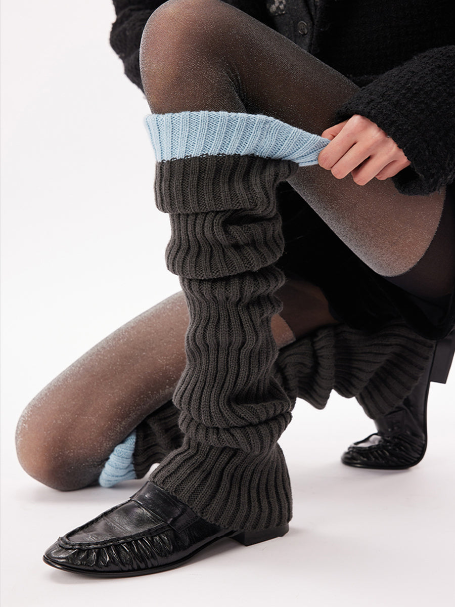 Colorblock Over-the-Knee Ribbed Knit Leg Warmers
