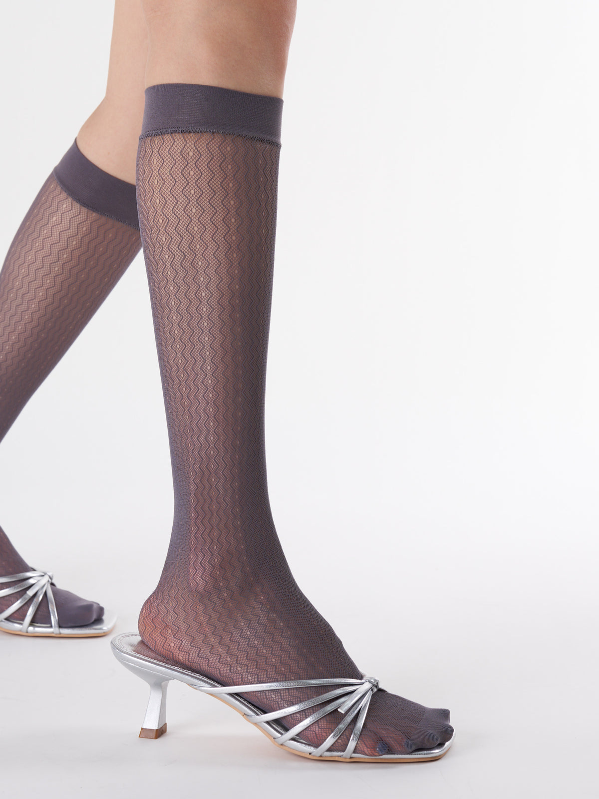 Wavy Stripe Semi-Sheer Knee High Socks