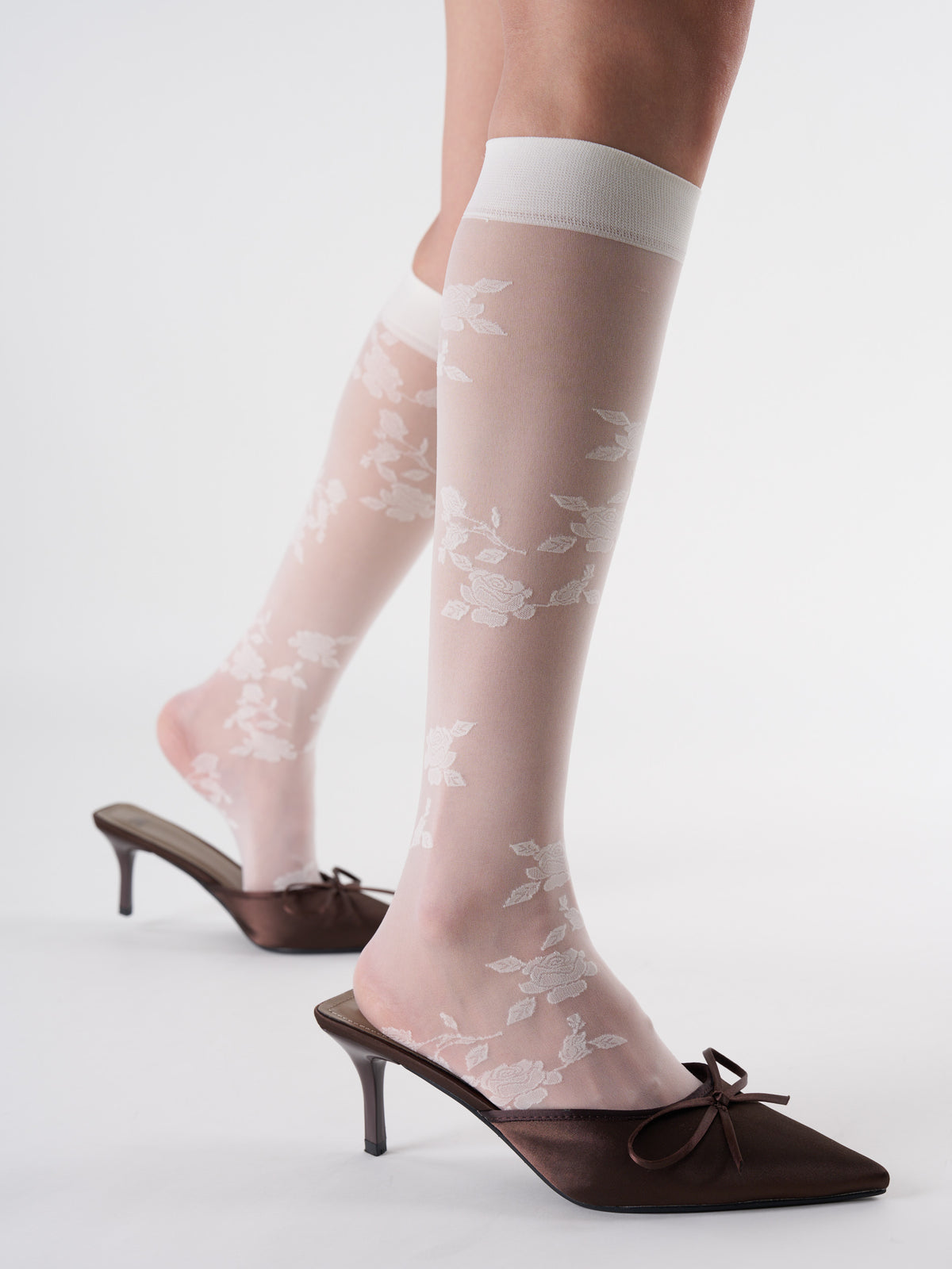 Floral Sheer Knee High Socks