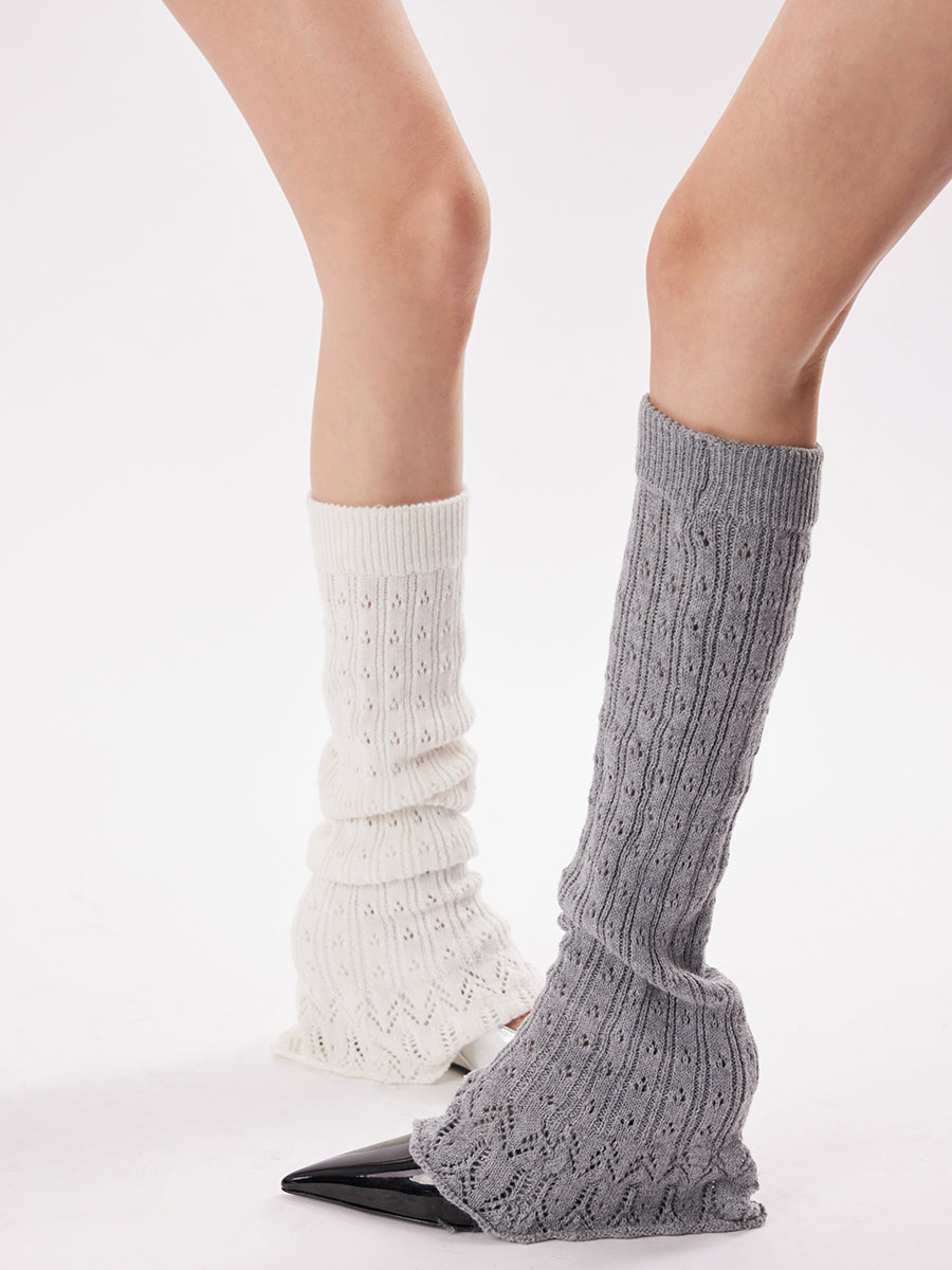 Pointelle Knit Flared Leg Warmers