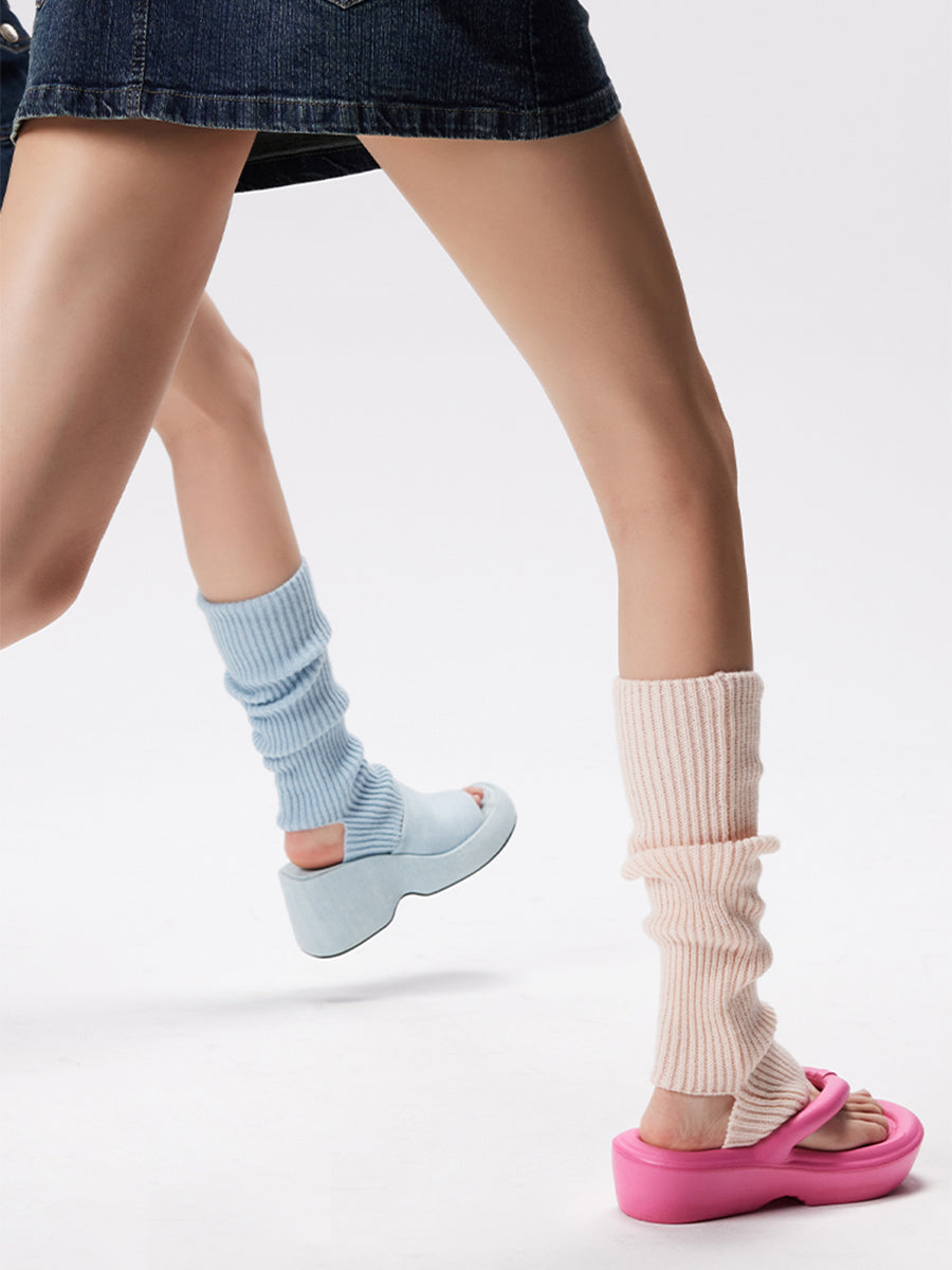 Ribbed Knit Slouch Leg Warmers