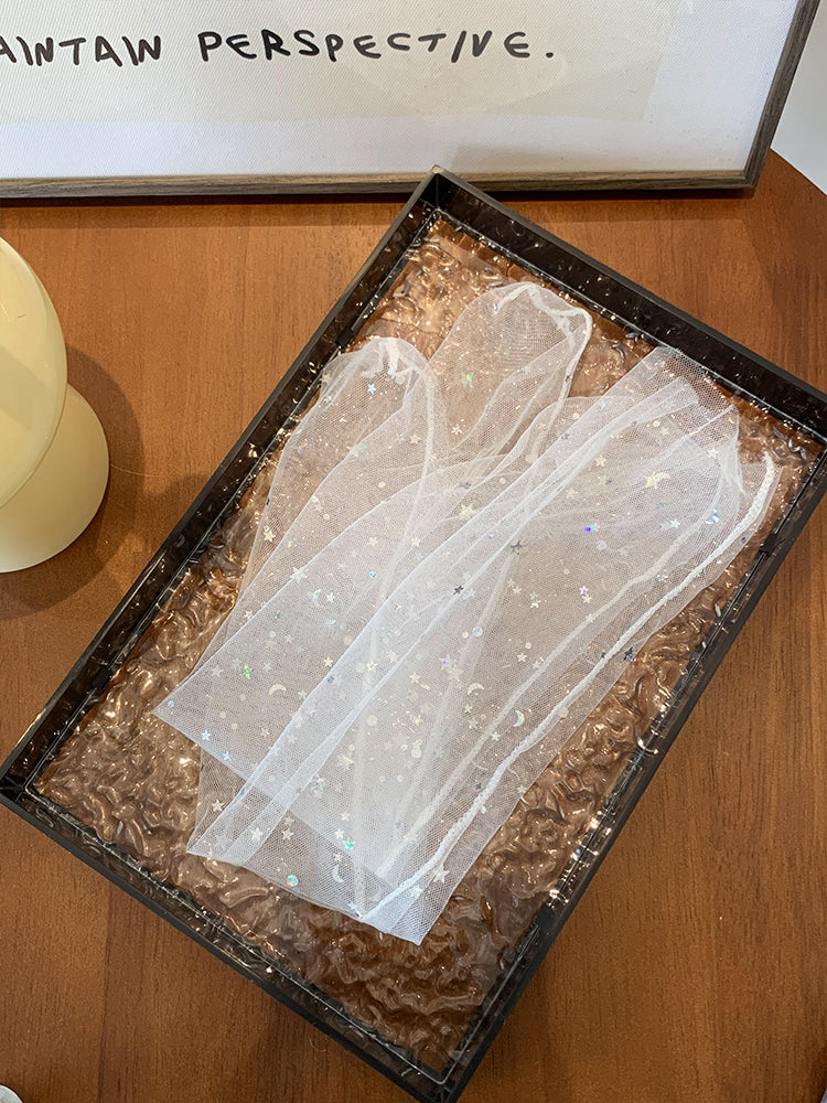 Star Sequins Tulle Crew Socks