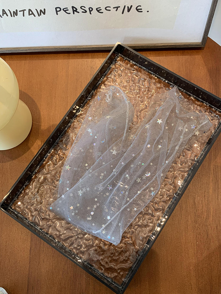 Star Sequins Tulle Crew Socks