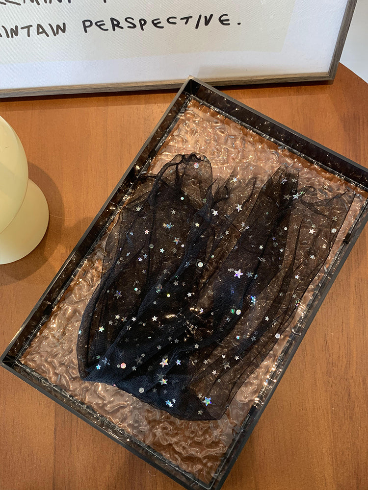 Star Sequins Tulle Crew Socks