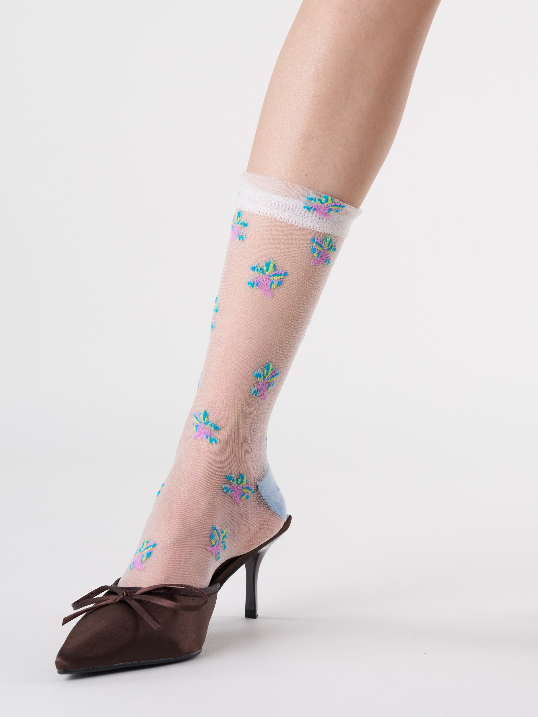 Floral Sheer Crew Socks