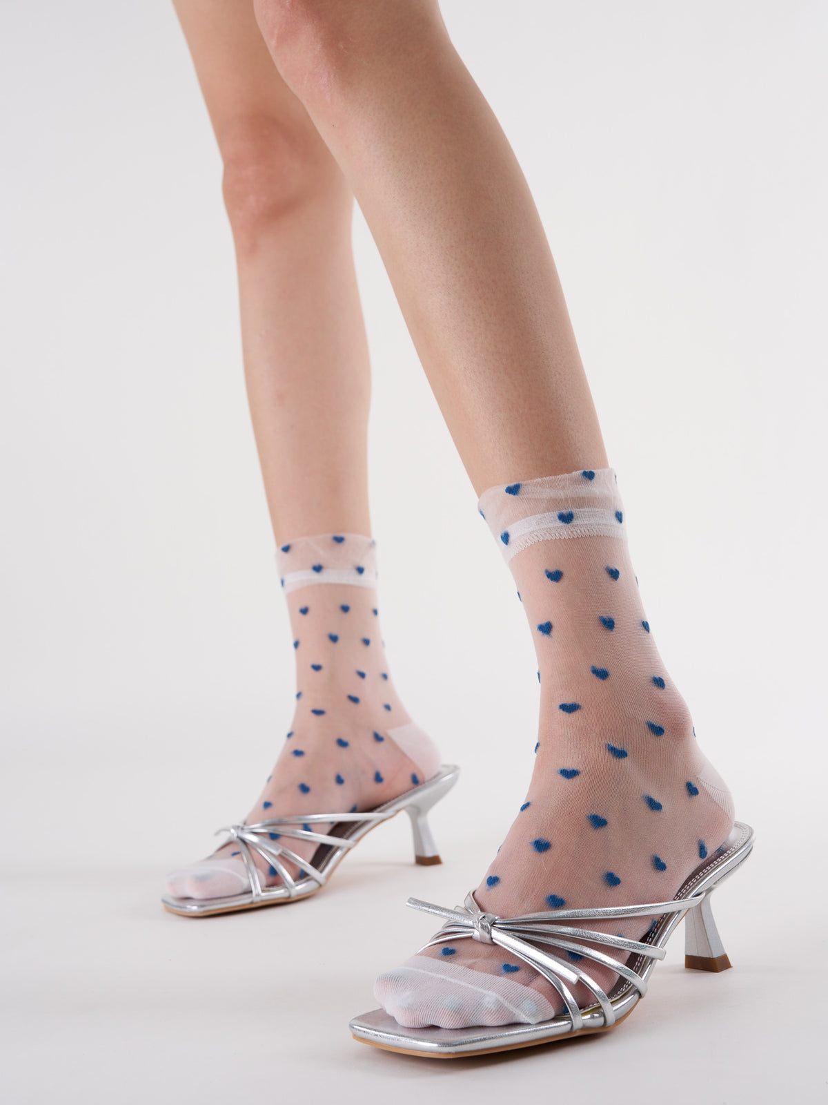 Heart Pattern Sheer Crew Socks